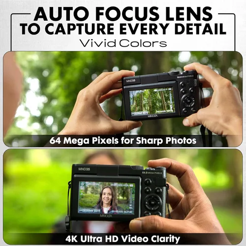 Vista 4 de Minolta Cámara digital de 64 megapíxeles con enfoque automático, video 4K y LCD abatible