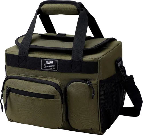 Vista 13 de MIER - Lonchera grande de 18 litros para hombres y mujeres, con aislamiento para 30 latas, color verde militar