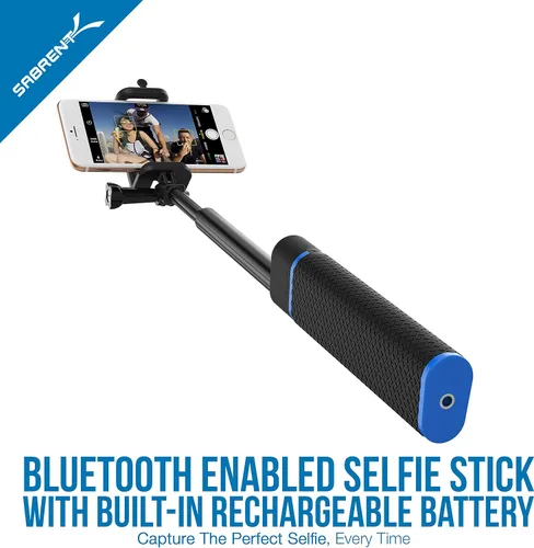 Vista 2 de SABRENT Bluetooth Selfie Stick con cargador de batería incorporado de 5200mAh (GR-SSTK)