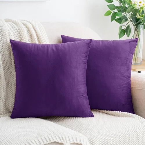 Vista 11 de HWY 50 fundas de almohada decorativas de terciopelo sólido para sofá, sala de estar. Ambar
