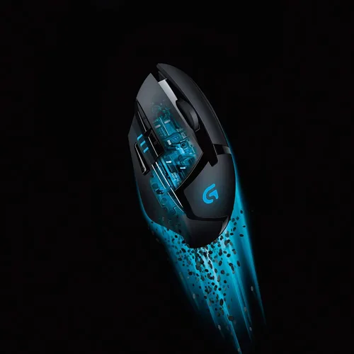 Vista 3 de Logitech G 402 Hyperion Fury Mouse para juegos con cable, 4,000 DPI, ligero, 8 botones programables, compatible con PCMac, color negro