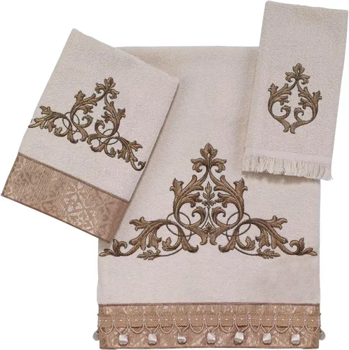 Vista 14 de Avanti Linens Medallón - Colección de puños trenzados suaves, toalla de mano, granito