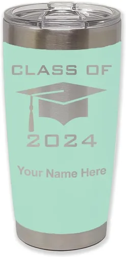 Vista 35 de LaserGram Vaso aislado al vacío de 20 onzas, grado de tapa clase de 2024, 2025, 2026, 2027, 2028, grabado personalizado incluido (negro)