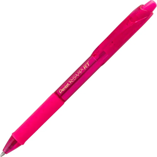 Vista 3 de Pentel RSVP RT Colors - Bolígrafo retráctil (1.0mm) trazo medio, color rosa, barril, tinta rosa, caja de 12 (BK93CRP-P)
