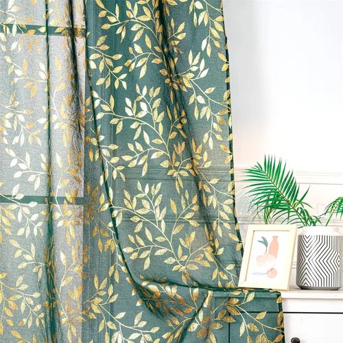 Vista 20 de Deeprove Cortinas traslúcidas color aguamarina y dorado de 63 pulgadas de largo, 2 paneles para decoración de dormitorio, cocina, decoración