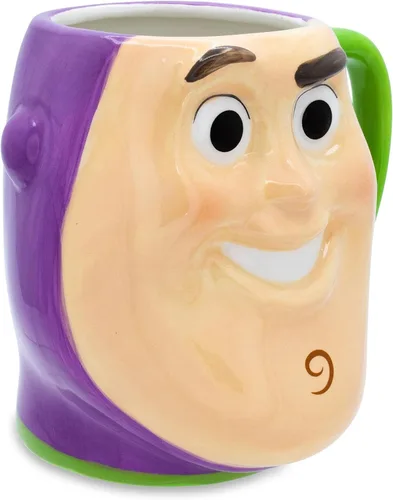 Vista 2 de Silver Buffalo Disney - Taza de té (cerámica), diseño de búfalo 3D, Toy Story Buzz, Blanco/Verde