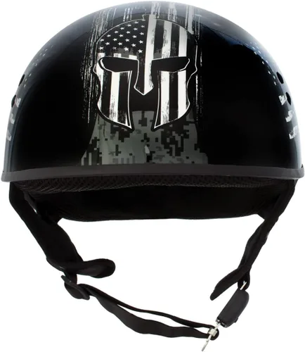 Vista 8 de Hot Leathers HLD1043 - Casco de calavera con diseño de calavera DOT Avanzado en blanco y negro brillante