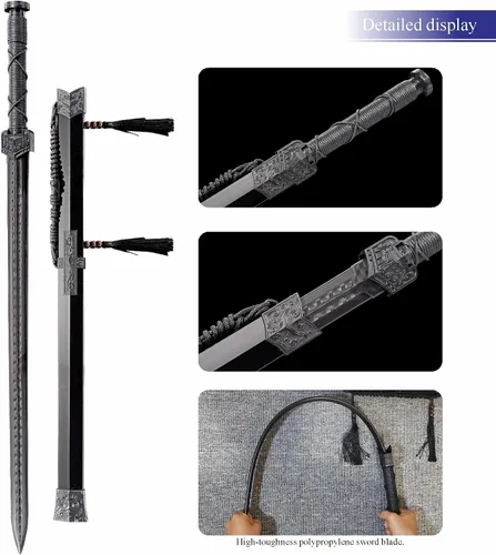 Vista 3 de Espada Han China de Polipropileno de Alta Resistencia con Cuchillo Samurái de Entrenamiento, Espada de Entrenamiento