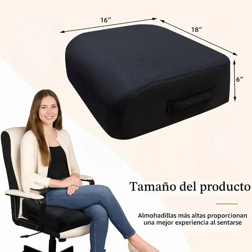 Vista 5 de Cojín de espuma viscoelástica extra gruesa de 6 pulgadas para silla de oficina, asiento elevado de 2 capas para aliviar el dolor de espalda y coxis
