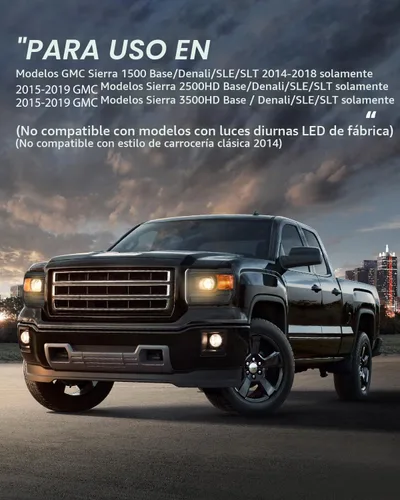 Vista 8 de Nilight Conjunto de faros compatible con GMC Sierra 1500 2500HD 3500HD 2014 2015 2016 2017 2018 Carcasa negra base Reflector ámbar Lentes