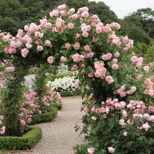 Vista 5 de Semillas de rosas trepadoras para plantar, más de 400 semillas de rosas trepadoras rosas rosadas, vid de arbusto rosa, flores de reliquia sin OMG