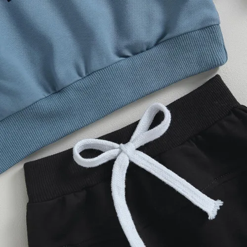 Vista 18 de Conjunto de 2 piezas de sudadera con estampado de letras y cuello redondo para bebé niño