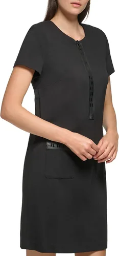 Vista 3 de Karl Lagerfeld Paris Vestido con cremallera frontal con logotipo y bolsillos para mujer