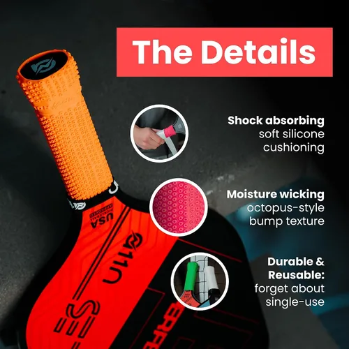 Vista 2 de Pickleball Grip – Soft Silicone Paddle Grip, Octopus, Orange