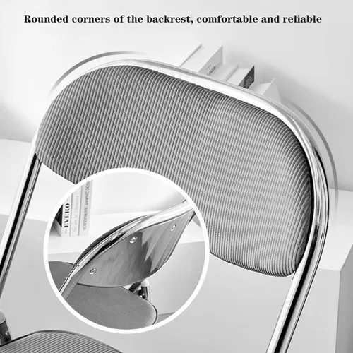 Vista 5 de Sillas plegables para muebles, silla de escritorio, silla de camping, silla plegable con respaldo y marco de metal de acero resistente para sillas