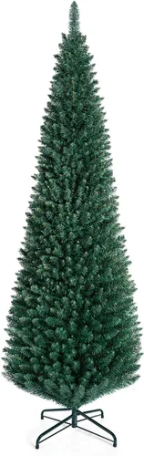 Vista 16 de GOFLAME - Árbol de Navidad artificial de 6 pies con luces LED blancas cálidas preiluminadas, árbol de Navidad con flecos de nieve, 435 puntas