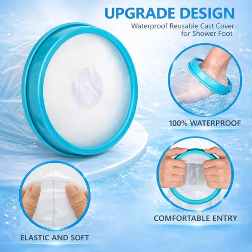 Vista 3 de Funda impermeable para pies para ducha, protector de tobillo reutilizable para adultos, bota de ducha impermeable después de la cirugía, vendaje