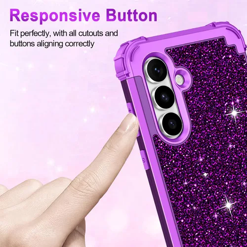 Vista 5 de LONTECT Funda para Galaxy S25 FE 5G a prueba de golpes, tres capas, resistente, híbrida, resistente, funda protectora de alto impacto, para niñas
