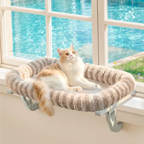 Vista 8 de Zakkart Mellow - Hamaca completa para gatos para alféizar de ventana Beige