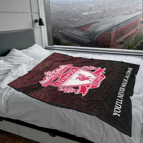 Vista 3 de Liverpool - Manta de forro polar con escudo de fútbol, suave, LFC, cálida manta de viaje para sofá, manta de malla Liverpool, regalo para hombres