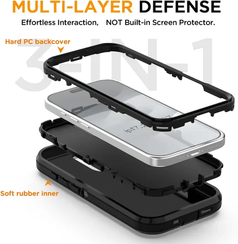 Vista 2 de AICase Funda para iPhone 17 (6.3 pulgadas), resistente protección contra caídas, cuerpo completo, a prueba de golpes, a prueba de caídas, a prueba