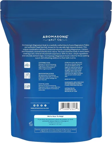 Vista 8 de Aromasong Copos de magnesio, 15 libras, baño del mar muerto y remojo de pies, alternativa superior a la sal de Epsom con 27,360 mg de magnesio por