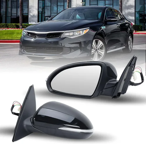 Vista 8 de Espejo lateral del conductor compatible con espejos Kia Optima 2011 2012 2013 con luz intermitente, vidrio eléctrico, plegado manual, repuesto Negro
