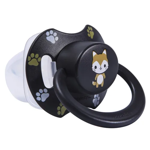 Vista 5 de LittleForBig Bigshield Generation-II - Juego de chupete de tamaño adulto, diseño de zorro negro y oso de peluche blanco