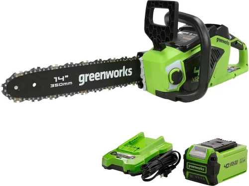 Vista 11 de Greenworks - Motosierra inalámbrica de 40 V y 14 pulgadas, eléctrica sin cable (Excelente para limpieza después de tormentas, poda y acampar), solo