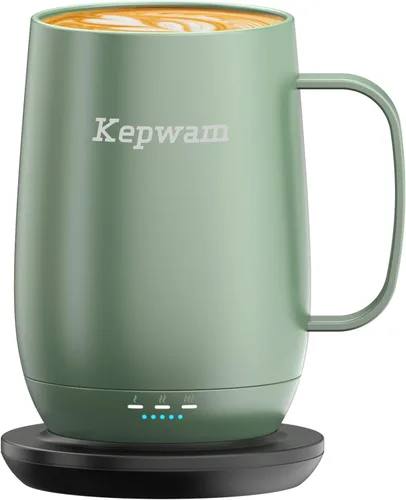 Vista 10 de Kepwam Taza de Café con Calefacción T2-Plus, taza de café autocalentable de gran capacidad líder de 20 onzas, hasta 8 horas de batería y caliente