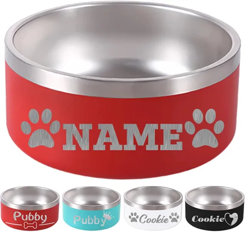 Vista 13 de Custom Dog Bowl Personalized Dog Bowls with Name Stainless Steel Non-Slip Negro