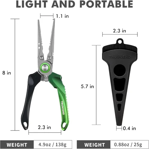 Vista 4 de Alicates de pesca TRUSCEND de aluminio con cerradura y mango ergonómico, herramienta de pesca recubierta de teflón resistente a la corrosión