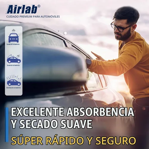 Vista 4 de Airlab - Toallas de microfibra para coche, paño de limpieza para secado, color negro y gris Thick Plush Auto Detailing Super Absorbent for