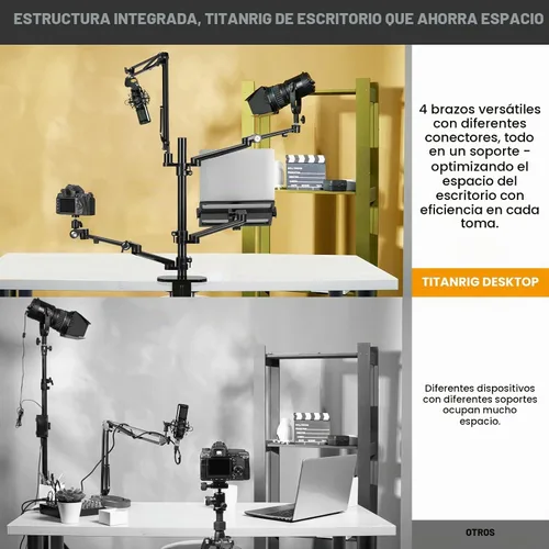 Vista 2 de TARION 4-en-1 Escritorio Live Stream Stand Arm Set Titanrig Live