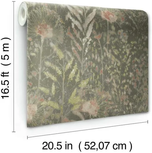 Vista 6 de RoomMates RMK11742WP - Papel tapiz para despegar y pegar con diente de león gris pardo y rosa, rollo