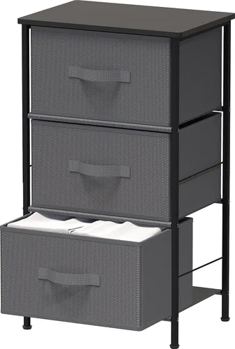 Vista 10 de Simple Houseware - Cómoda organizadora de cajones de almacenamiento de 2 niveles para mesita de noche, color marrón