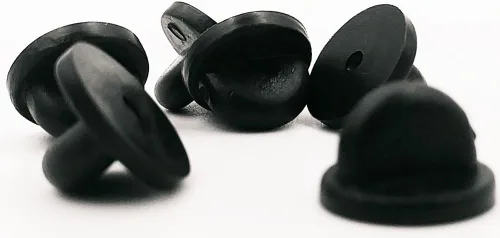 Vista 2 de Negro PVC hule Pin Backs Pack de 50