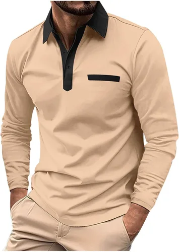 Vista 11 de Mens Long Sleeve Polo Shirts Casual Loose Button Down Shirt Big and Tall Gym Workout Tee Top Lightweight Pullover