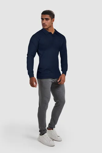 Vista 4 de GINGTTO Mens Long Sleeve Polo Shirts with Collar Slim Fit Muscle Fitted Polo for Men Ribbed