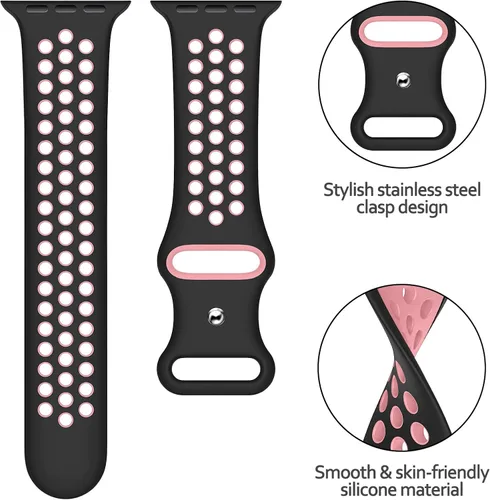 Vista 2 de Correa deportiva para correas de Apple Watch de 1.811 in 1.654 in 1.772 in 1.614 in 1.732 in 1.575 in 1.496 in Ultra/2 1.929 in para mujeres