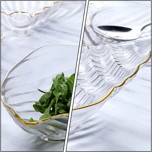 Vista 4 de DOITOOL Plato de ensalada de cristal con concha de mar, plato de sushi, plato de postre para aperitivo, plato de frutas, platos para servir