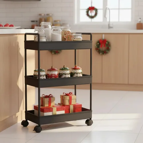 Vista 8 de Ronlap Carrito de Almacenamiento Rodante Delgado de 3 Niveles con Ruedas, Carrito Utilitario de Plástico Organizador para Aperitivos, Manualidades