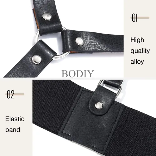 Vista 3 de BODIY Cinturones punk para mujer, de piel sintética, a la moda, cinturón de cadena para el cuerpo, accesorios para Halloween, cinturón ajustable