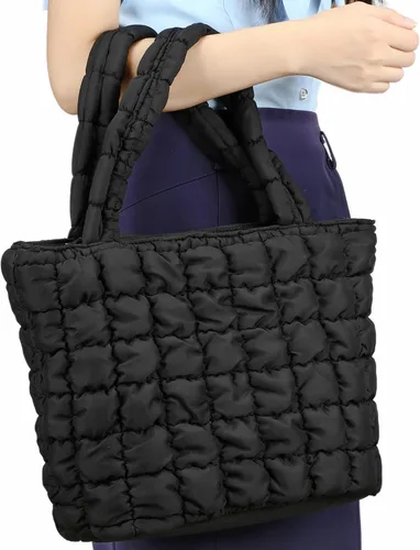 Vista 3 de CAMTOP Lonchera para mujeres y niñas, con aislamiento, bonita bolsa de almuerzo, bolsa enfriadora para trabajo, viajes, picnic (negro)