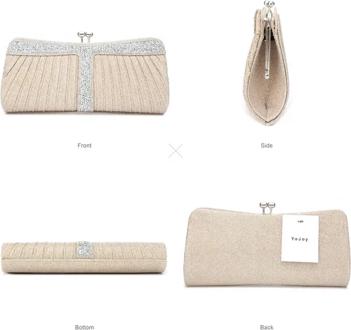 Vista 12 de Monederos de mano con diamantes de imitación para mujer, bolsos y bolsos formales de boda, fiesta, graduación, bolsas de dinero