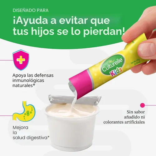 Vista 4 de Culturelle Kids - Sobres de probióticos diarios para niños, (mayores de 3 años) - 30 unidades - De la marca recomendada por 1 pediatra – Sobres