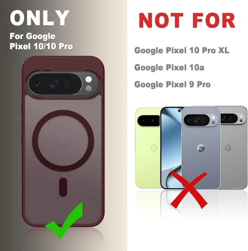 Vista 692 de Funda para Google Pixel 10 Pro XL, cubierta magnética mate, color negro Fit for MagSafe, Screen Protector included, Shockproof Military Grade