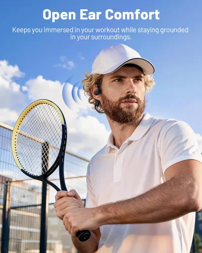 Vista 9 de PSIER Auriculares de conducción ósea con doble controlador, IPX8 impermeables para natación, conducción de aire, auriculares abiertos, modo MP3