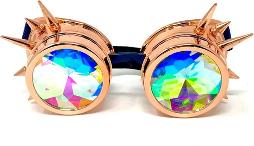 Vista 15 de Mad Scientist Time Traveler Steampunk - Gafas de disfraz de Halloween para mujeres y hombres Espiga de oro