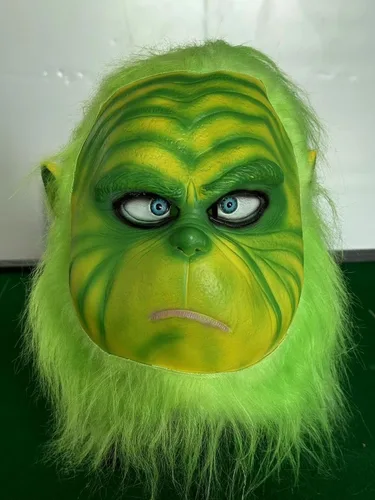 Vista 4 de ElatedVan Máscara de látex de monstruo verde de Navidad, disfraz realista para adultos accesorios de cosplay
